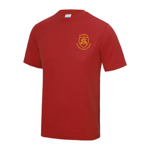 St Albans Catholic Primary PE T-Shirt Fire Red Age 3/4