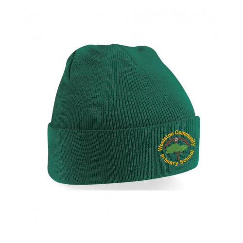 Woolston Community Primary Knitted Beanie Bottle Green